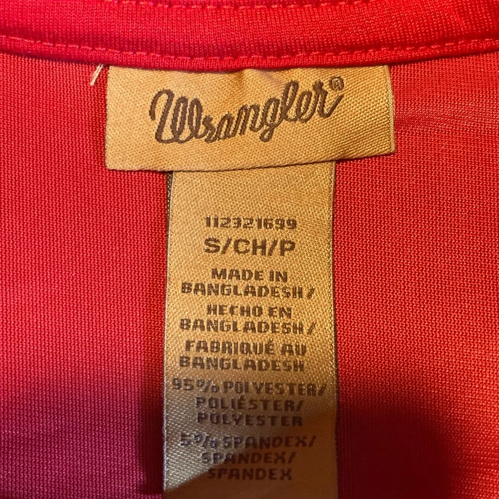 Wrangler brand, kids size small, beautiful red and gold, new with tags, top